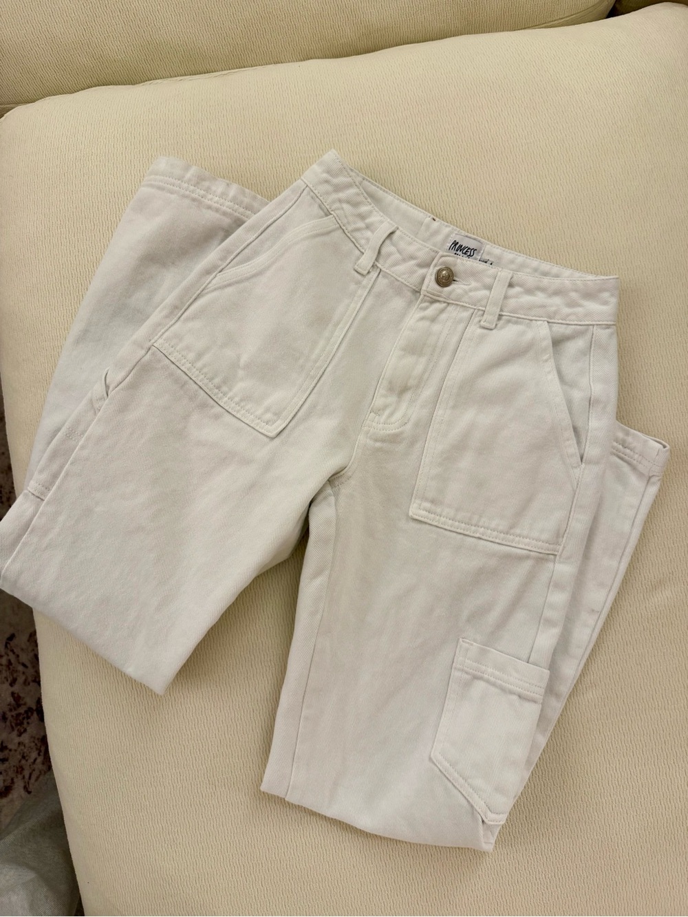 Princess Polly white cargo jeans